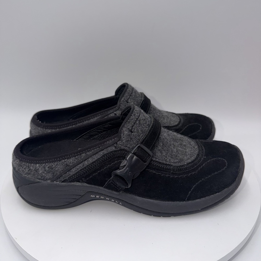Merrell Womens Shoes Encore Sidestep Black Suede Wool Comfort Shoes Size 8.5 - Picture 2 of 8